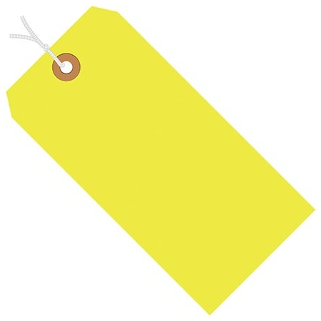Bsc Preferred 4 3/4 x 2-3/8'' Fluorescent Yellow 13 Pt. Shipping Tags - Pre-Strung, 1000PK BUY00015609